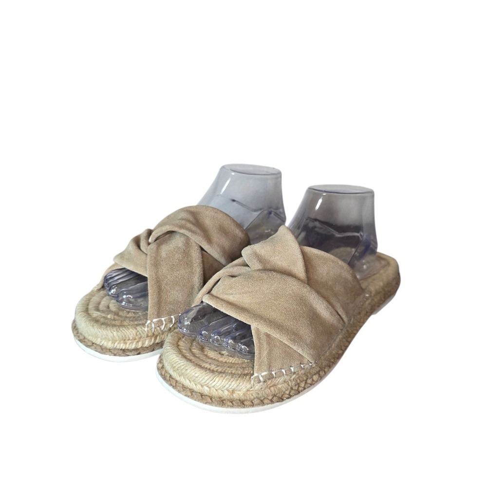 Matisse Suede Espadrille Slide Sandals Womens Size 10 Tan Knot Summer Flats